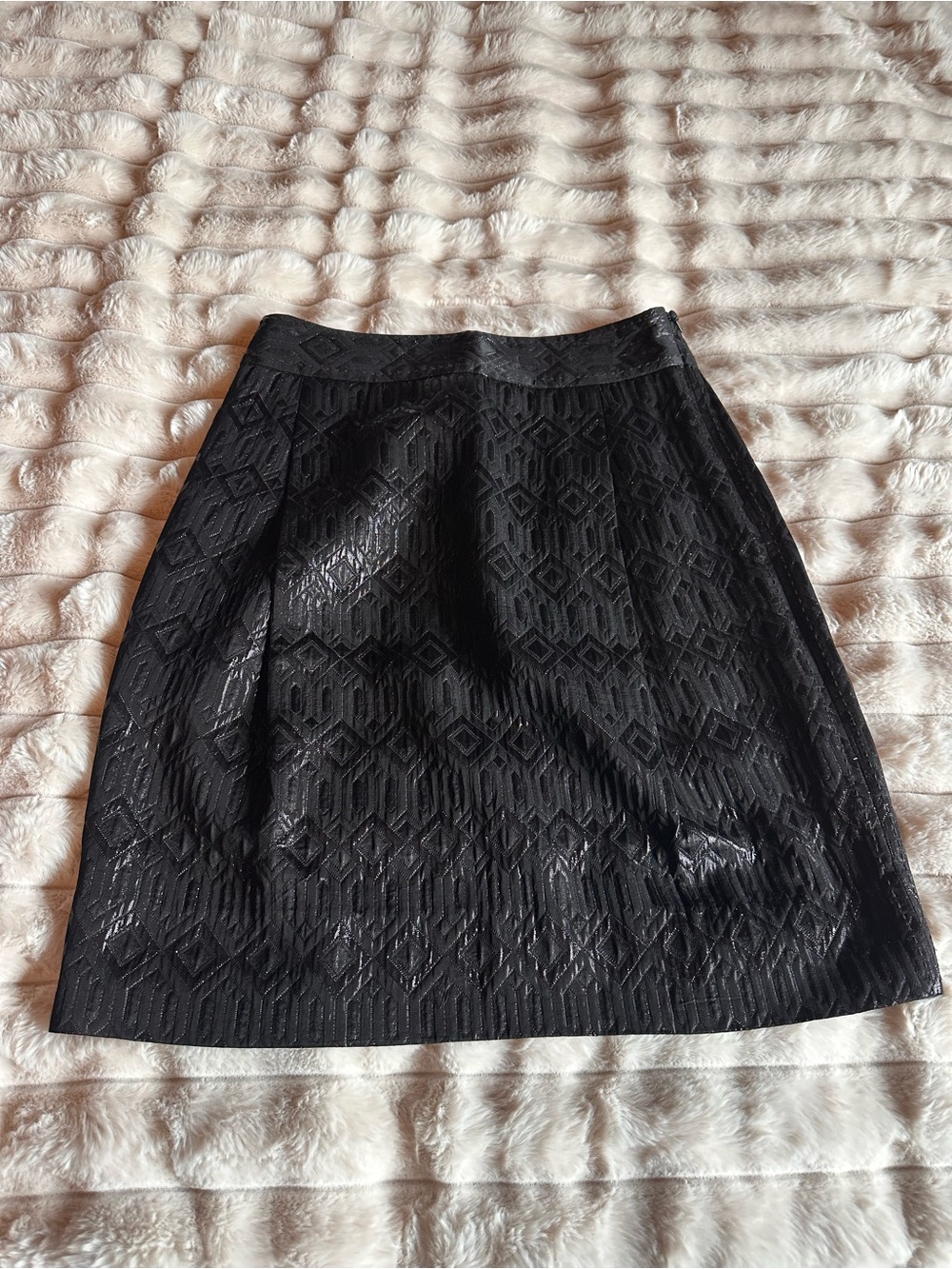 Tory Burch Black Acetate Rayon Textured A-Line Skirt size 2